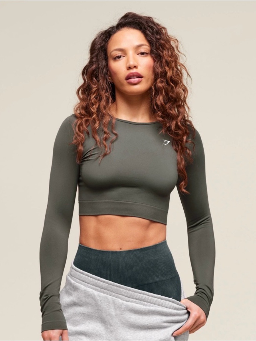 Gymshark Long Sleeve Crop Tops - Sage & Burgundy - Picture 5 of 5